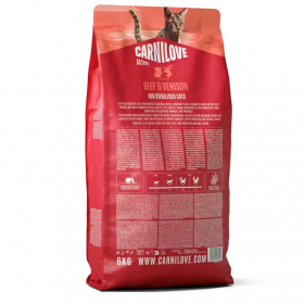 Супер премиум беззърнена суха храна за кастрирани котки Carnilove ACTIVE Beef & Venison с 26 % говеждо и еленско месо 400гр